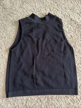 Sleeveless Mock Neck Knit Top - Black
